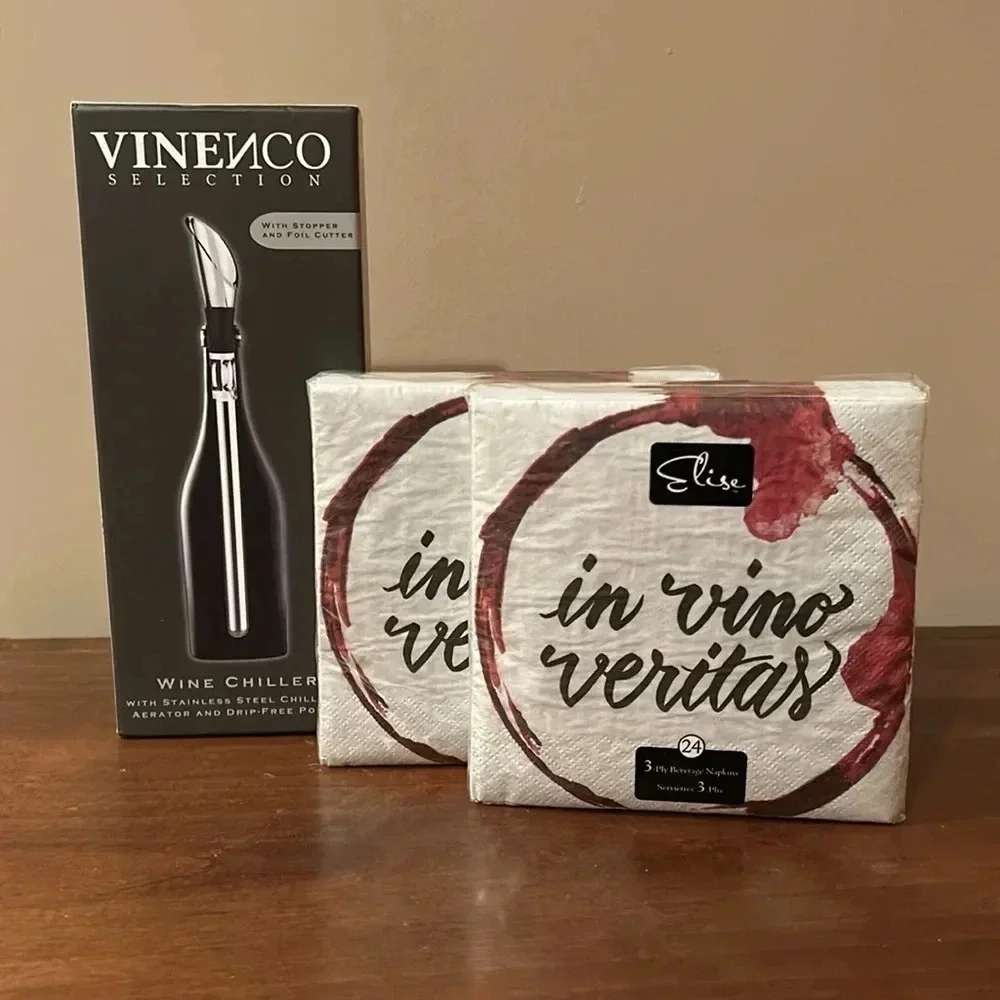 Wine Chiller Gift Set | Wine Chiller | Cocktail Napkins | Gifts | Holiday Gift